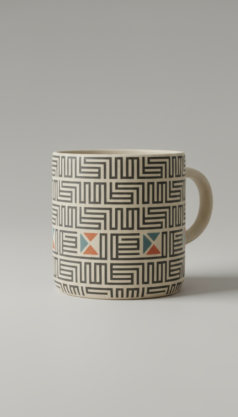 Graphite geometric pattern ceramic cup